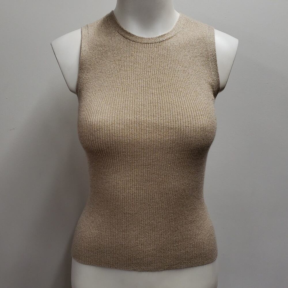 Everlane Gold Metallic Sleeveless Knit Top Women's Size XS Office Careerwear